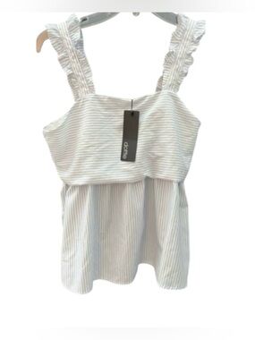 NWT Dottie women’s small sleeveless pinstriped white and blue tank top
